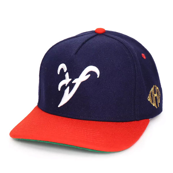 Custom 5 Panel 3D Embroidery Logo Black Wool Snapback Caps Curved Brim Hats