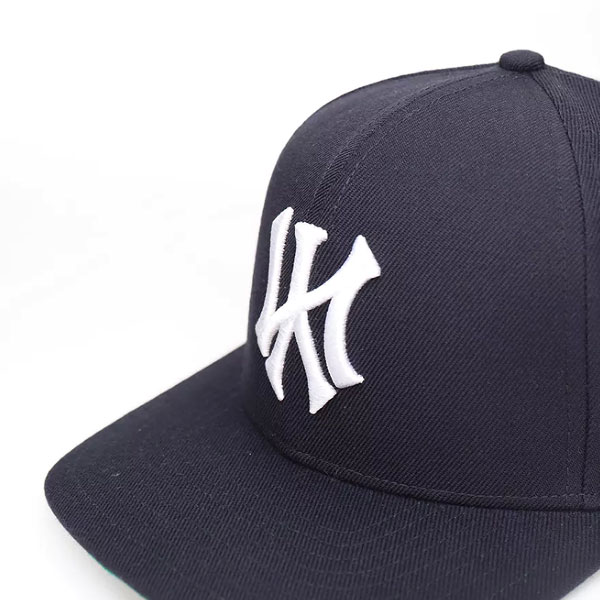 Custom 6 Panel 3D Embroidery Logo Blue Acrylic Snapback Caps Curved Brim Hats