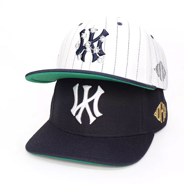 Custom 6 Panel 3D Embroidery Logo Blue Acrylic Snapback Caps Curved Brim Hats