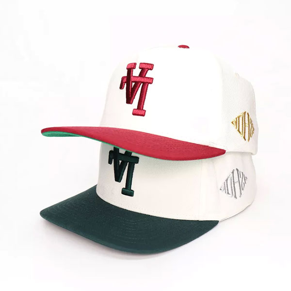 Custom 5 Panel 3D Embroidery Logo Colorful Acrylic Snapback Caps Curved Brim Black Hats