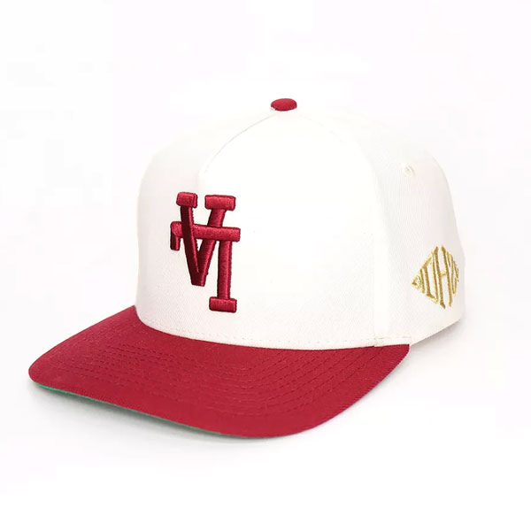 Custom 5 Panel 3D Embroidery Logo Colorful Acrylic Snapback Caps Curved Brim Black Hats