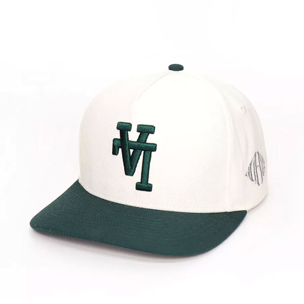 Custom 5 Panel 3D Embroidery Logo Colorful Acrylic Snapback Caps Curved Brim Black Hats